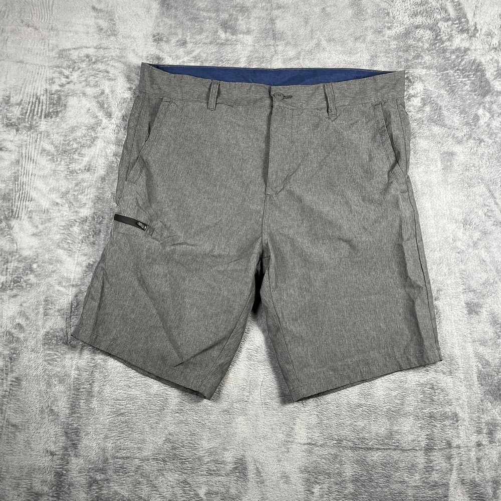 Burnside Chino Shorts Mens 36 Heathered Gray Flat Front Utility Pocket Summer